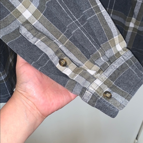 Gently Loved Carhartt Gray Plaid Button-Up Shirt - Picture 4 of 8